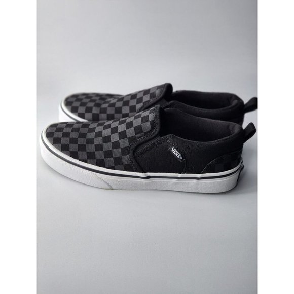 Vans Big Kid's Black Checkerboard Slip-On Sneakers Shoes Size 4 - Picture 9 of 12